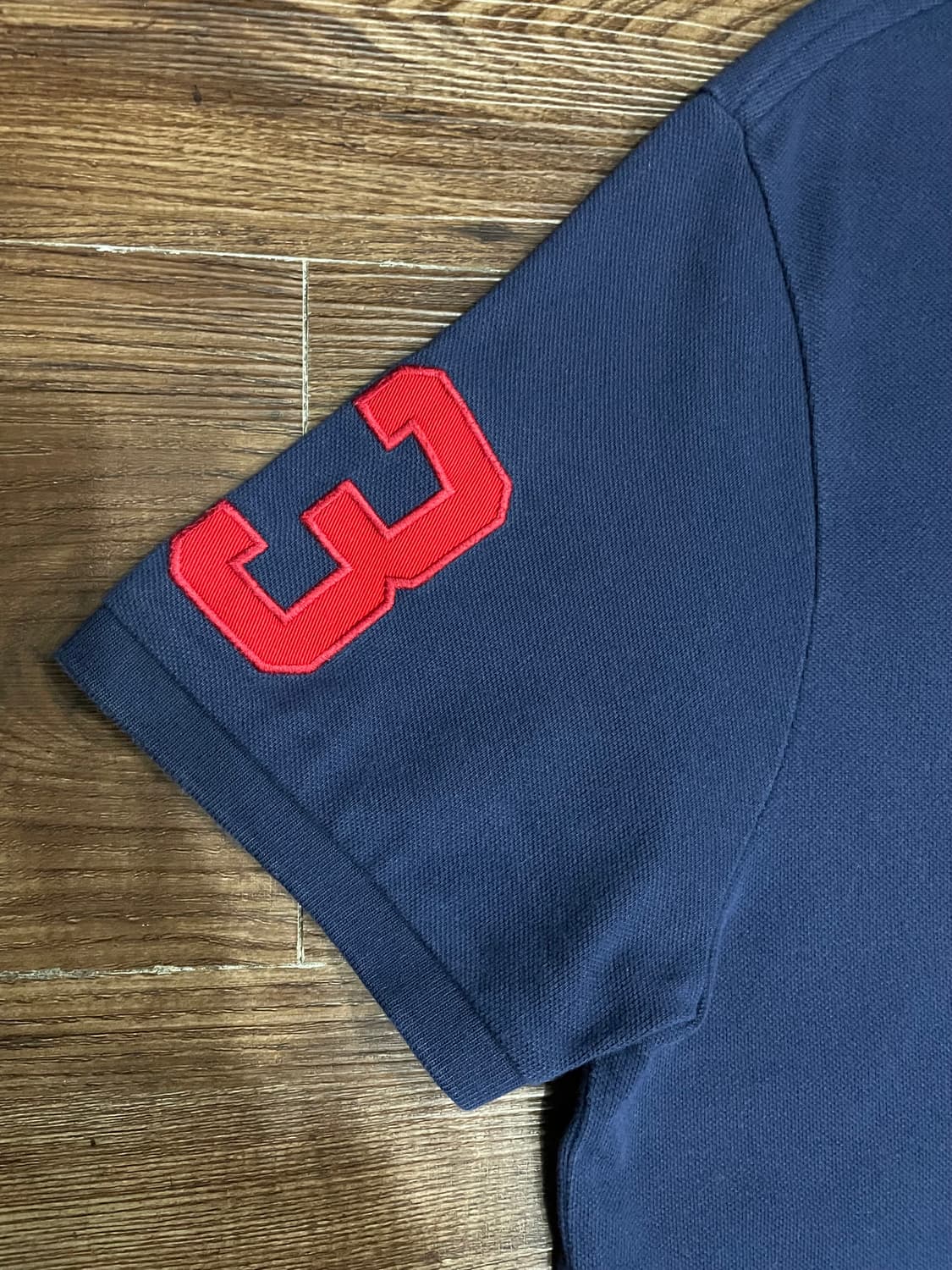 폴로 랄프로렌 자수 트리플포니 커스텀 슬림핏 PK 카라티 네이비 상품이미지3