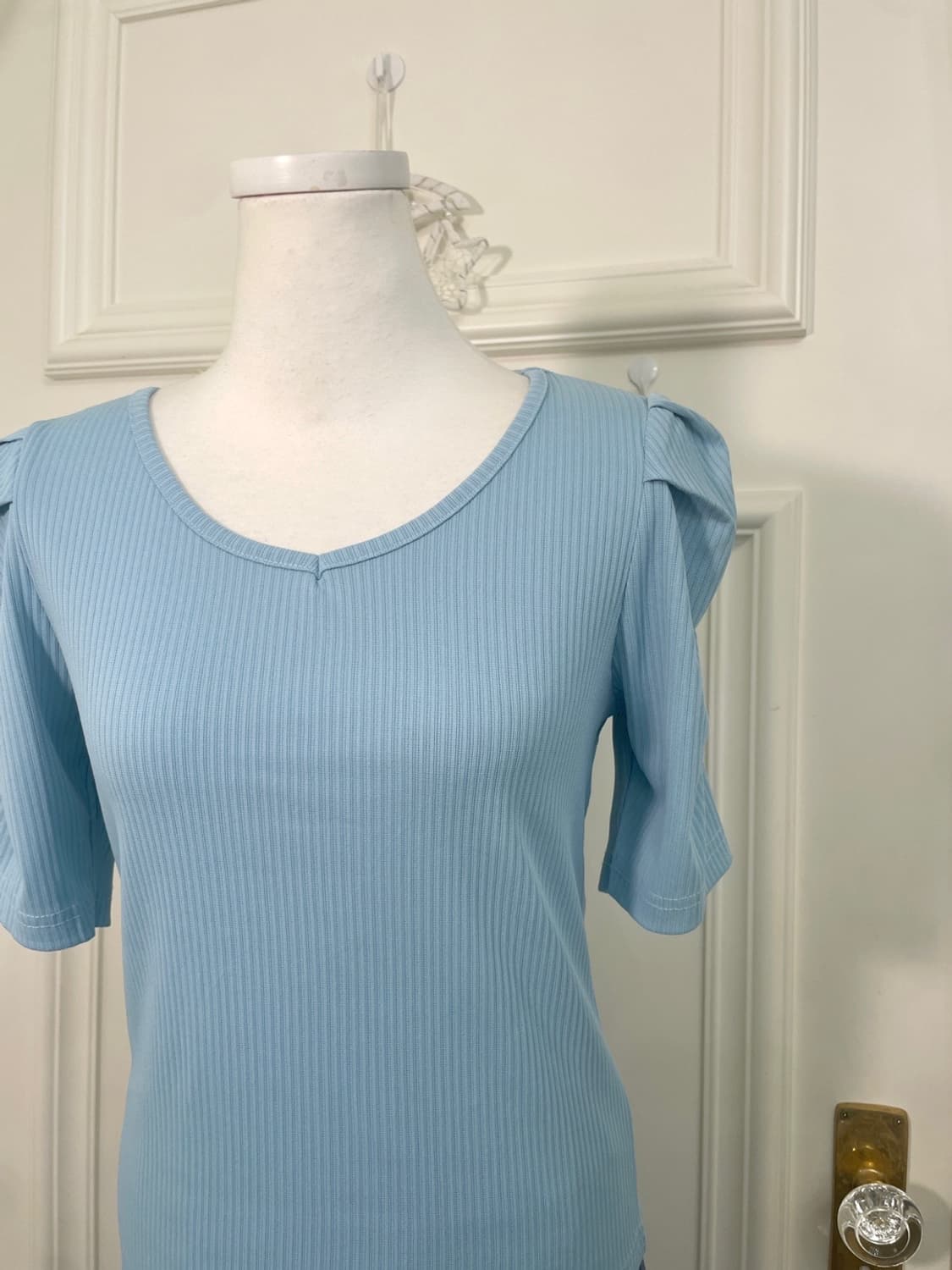 ocean blue puff sleeve summer top(size-F 상품이미지7