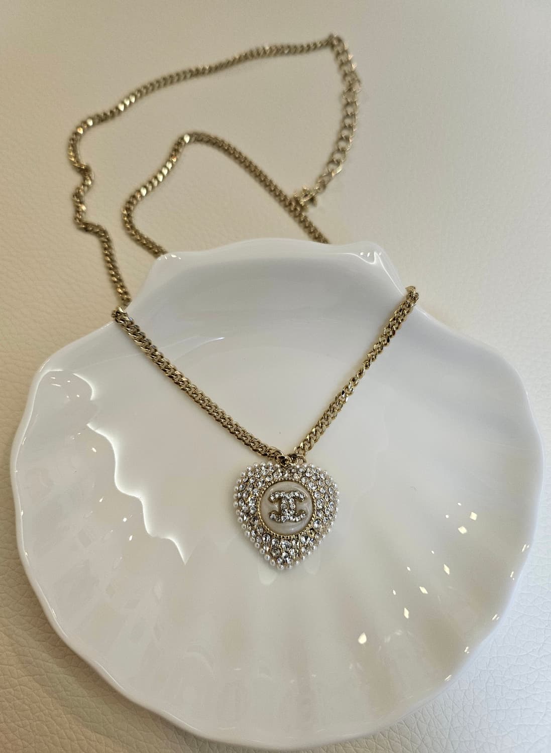 샤넬 큐빅하트 진주 목걸이 업사이클링 상품이미지1