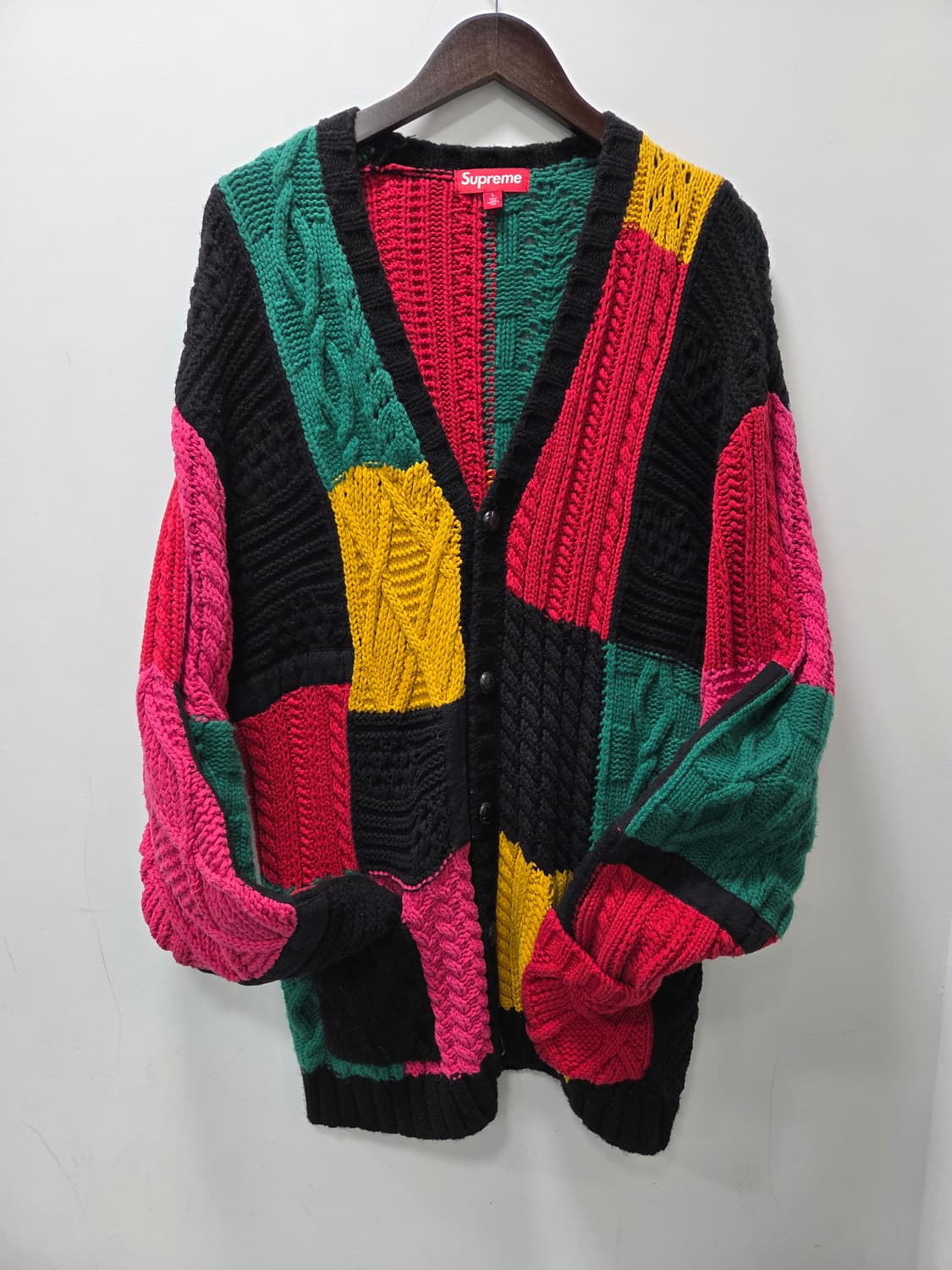 23FW 시즌 슈프림 패치워크 케이블 니트 카디건  L 상품이미지2
