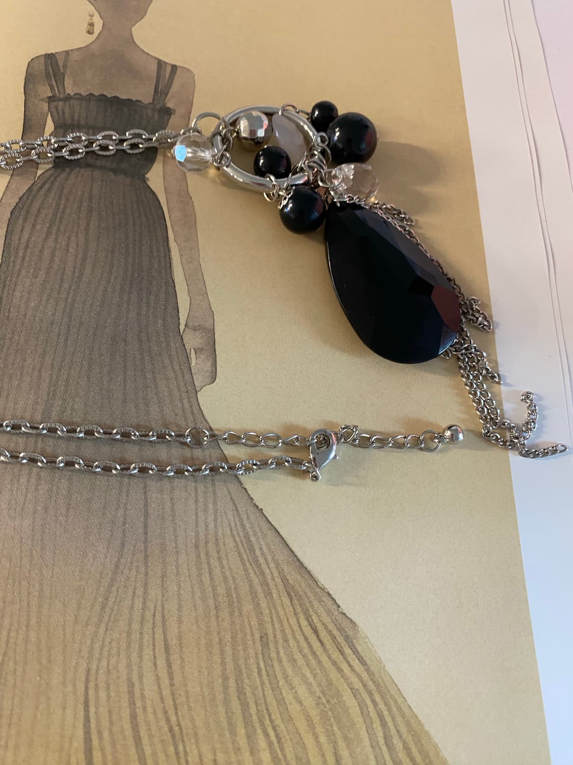 실버 롱체인 드롭 팬던트 네크리스 (반길이 31cm / 팬던트 11cm) 상품이미지10