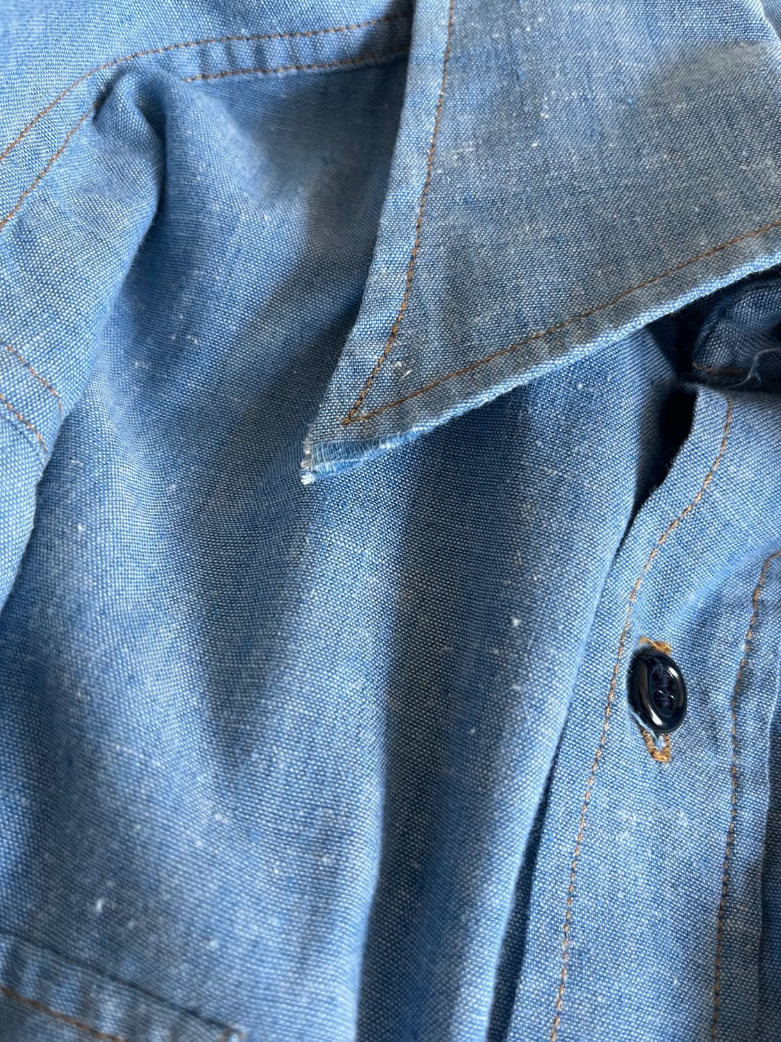 70's LEVI'S 샴브레이 자수 셔츠 L 상품이미지5