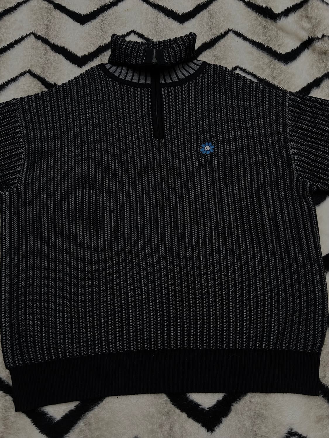 [XL]와릿이즌 하프집업 헤비 케이블 니트/블랙그레이 상품이미지3