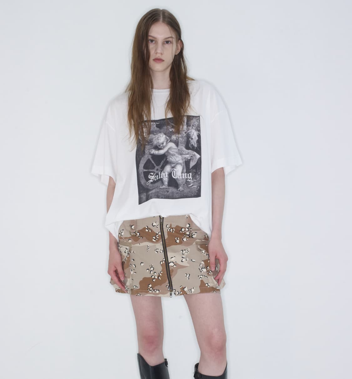 1) 에스이오 카고 코튼 미니 스커트 카모 상품이미지1