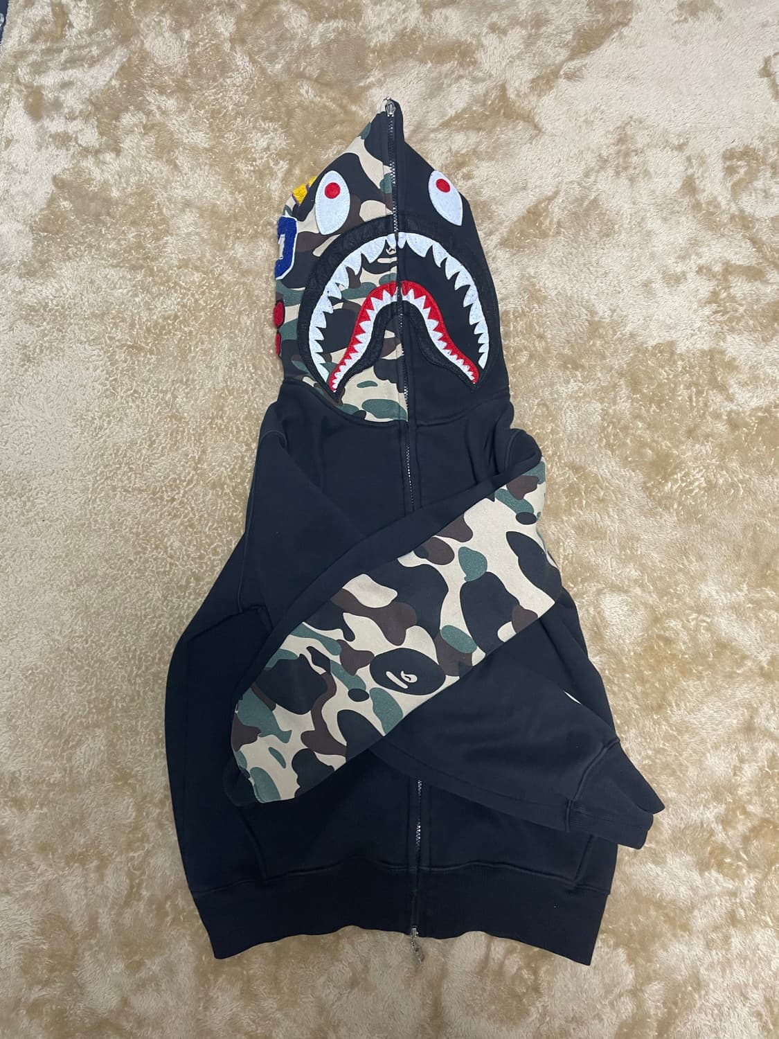 베이프 검정 카모 후드집업 상품이미지1