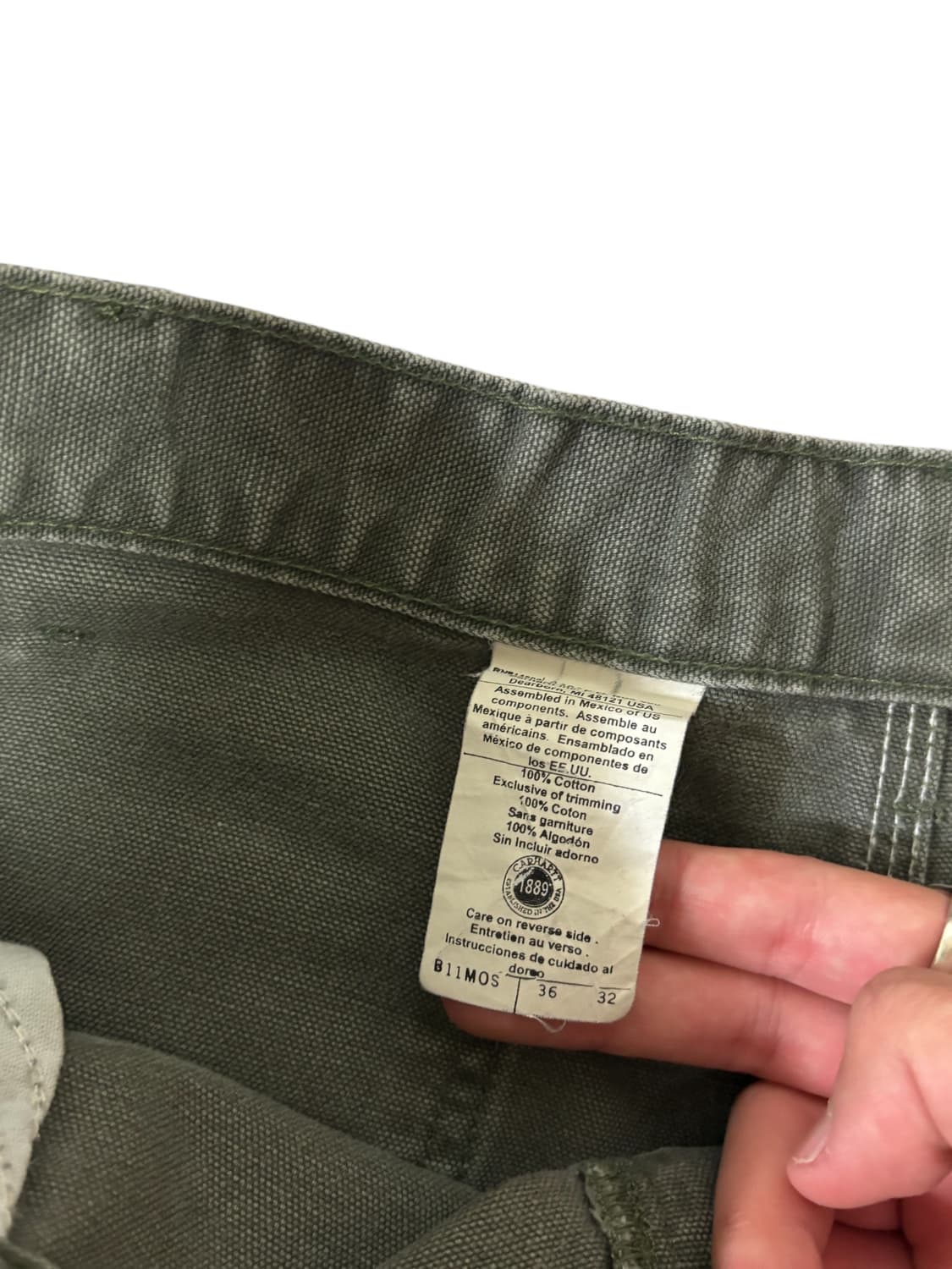 칼하트 b11 모스그린 싱글니 카펜터 워크 팬츠 상품이미지9