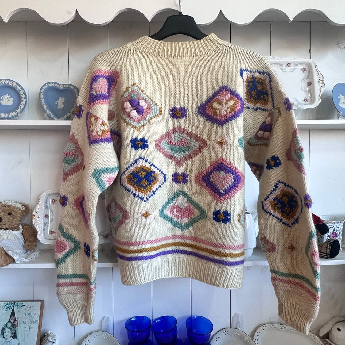 빈티지 아이보리 패턴 니트 스웨터 상품이미지3