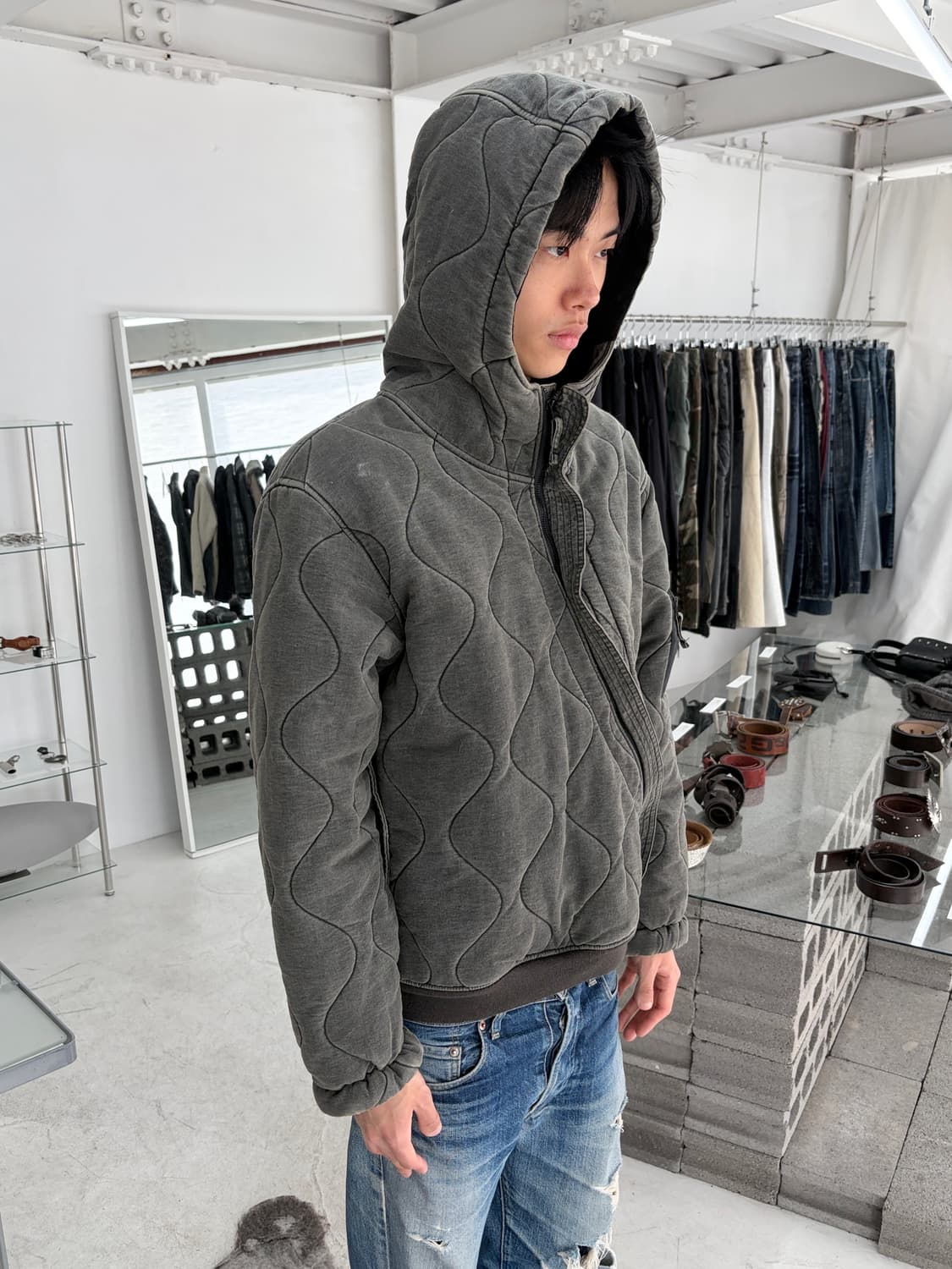 AG 비대칭 퀄티드 후드 자켓 상품이미지2