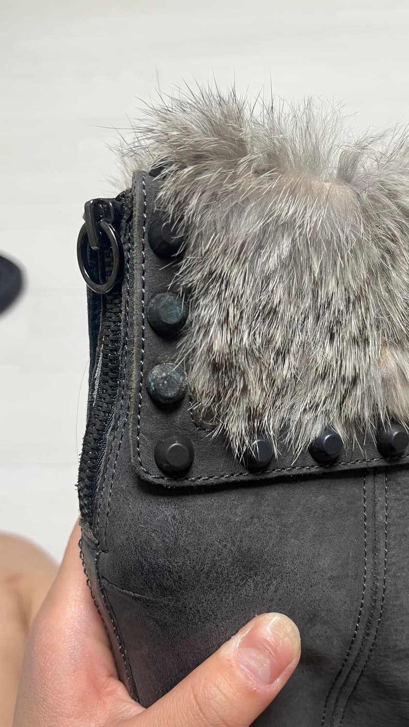 ash 아쉬 퍼 트리밍 가보시 웨지부츠 38 1/2 챠콜 상품이미지6