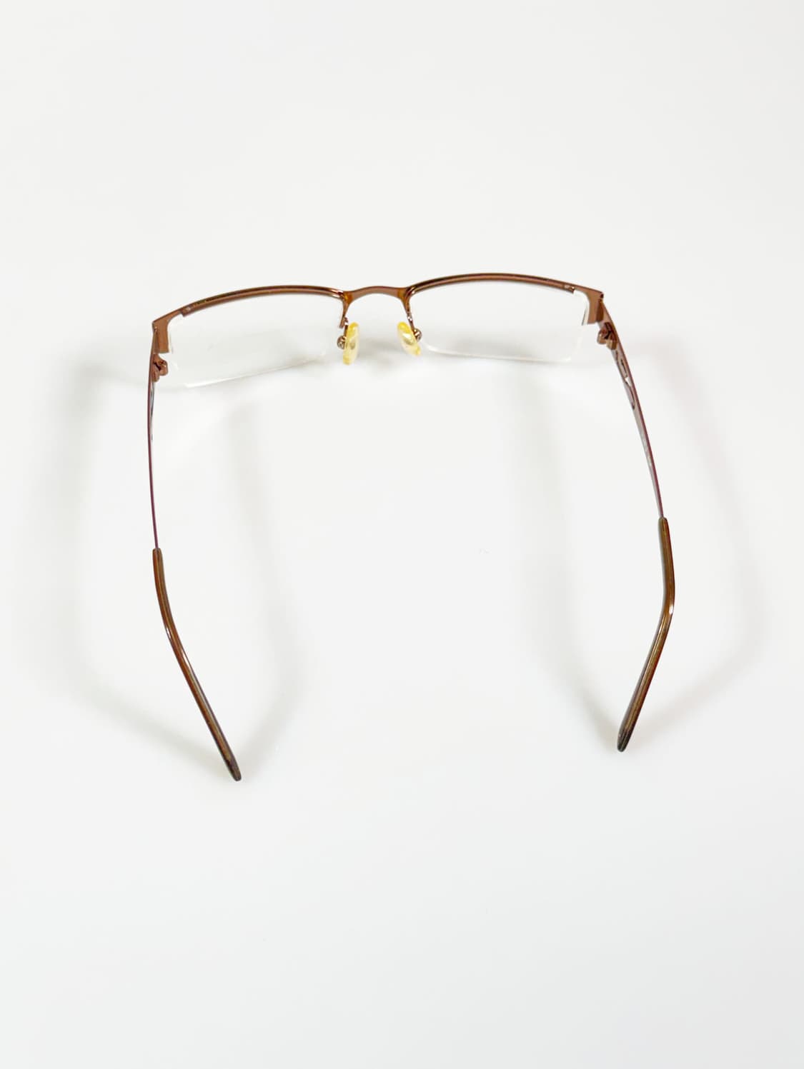 HARU 브라운 반무테 스퀘어 메탈 프레임 빈티지 안경 상품이미지5