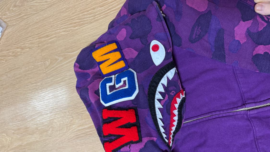 베이프 퍼플 카모 샤크 후드집업 상품이미지3