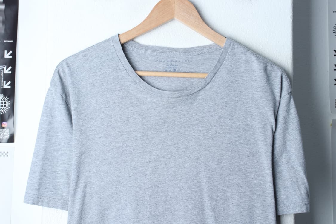 (L-XL) 타미힐피거 반팔 티셔츠 그레이 무지 기본-H30126 상품이미지3
