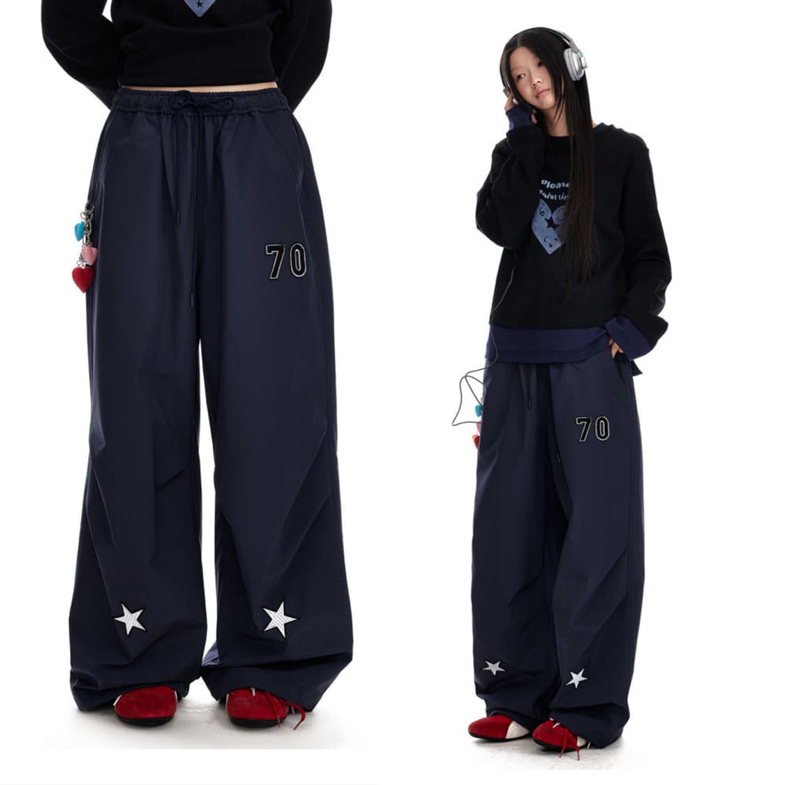 테스트메커니즘 JIKOO star 와이드팬츠 바지 새상품 상품이미지1