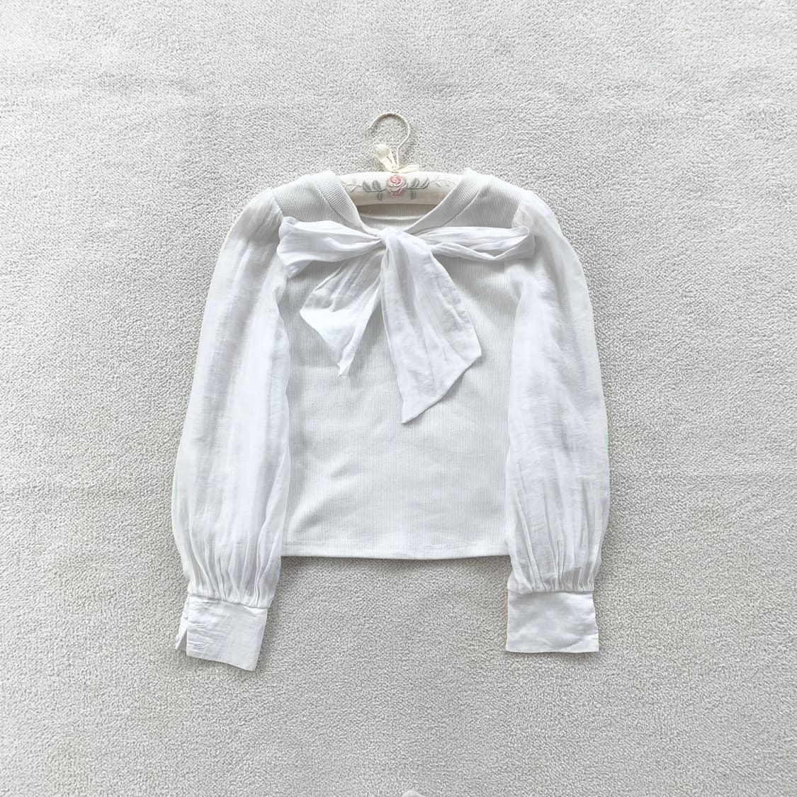 Grl 퓨어화이트 리본 코튼 블라우스 상품이미지2