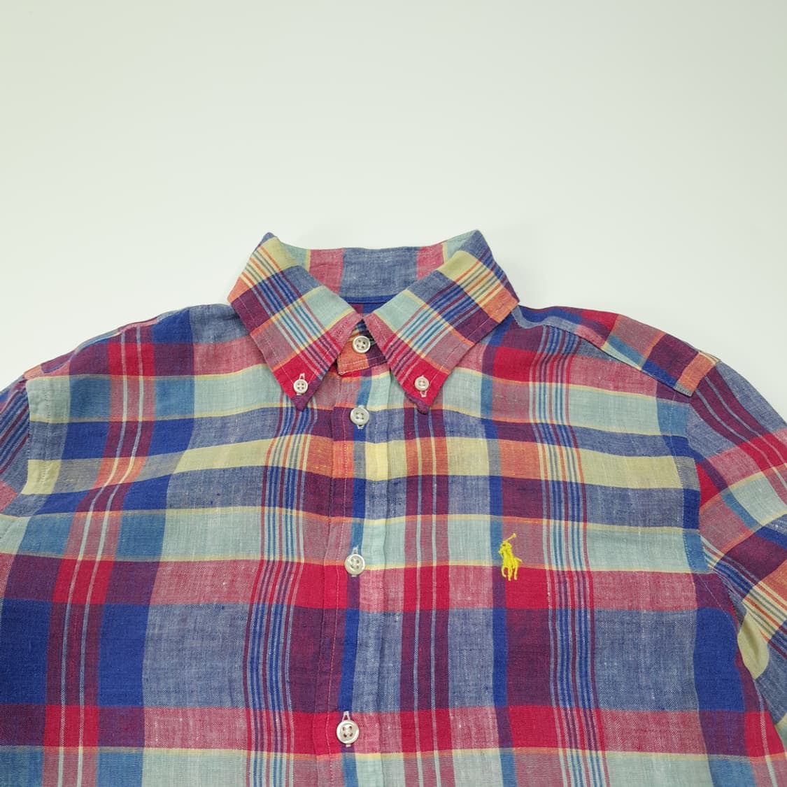 CL851 XS 폴로 00s 린넨 버튼다운 마드라스 체크 셔츠 남방 상품이미지2