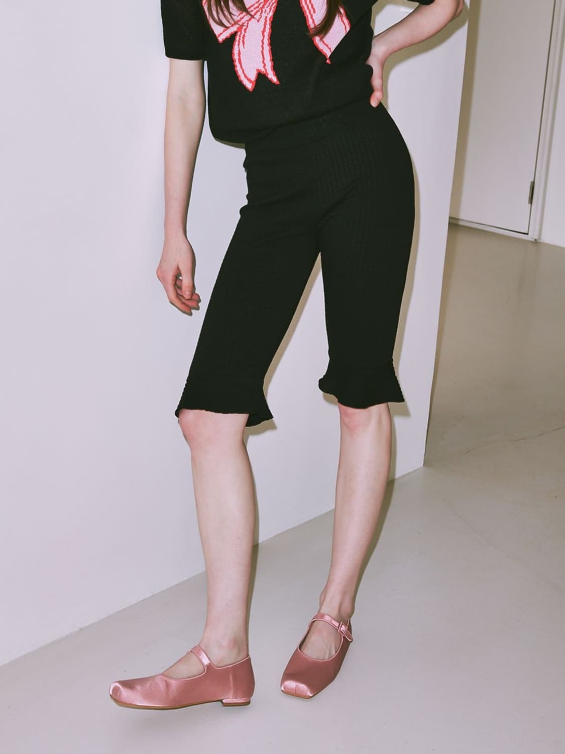 론론 러플 바이커 쇼츠 러플 팬츠 블랙 상품이미지2