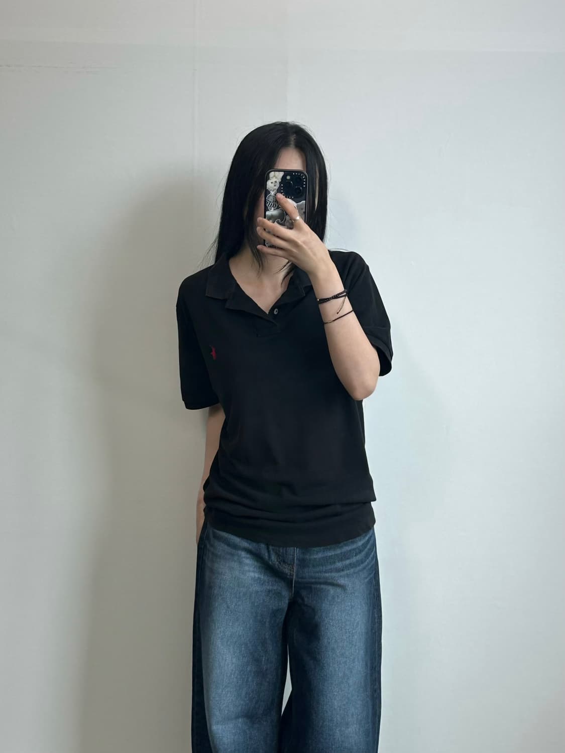 폴로 랄프로렌 자수로고 블랙 피케 반팔 카라 티셔츠 상품이미지1
