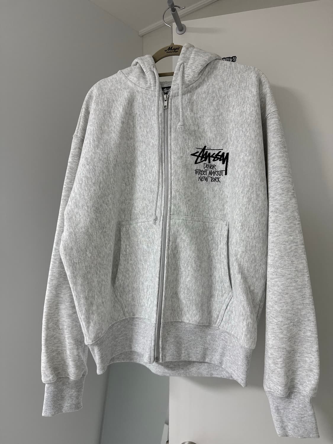 스투시 스탁 도버 스트리트 마켓 뉴욕 후드 집업 애쉬 헤더 상품이미지2