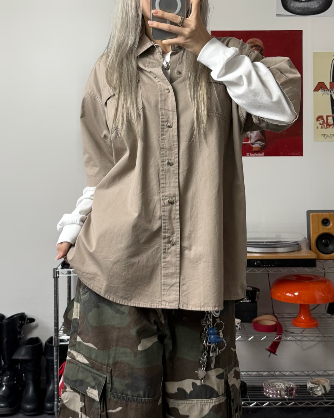 랭글러 00s 투포켓 베이지 워크 셔츠 상품이미지2
