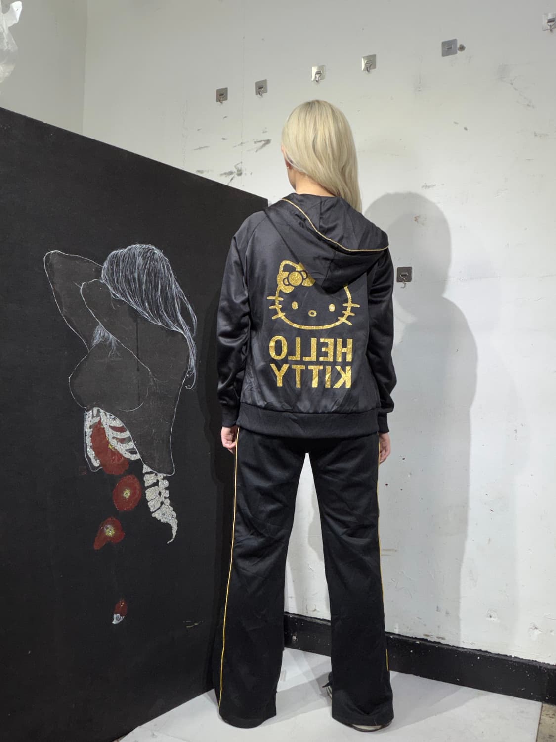 JPN 헬로키티 빅로고 져지 갸루 트레이닝 팬츠 추리닝 셋업 L 상품이미지3