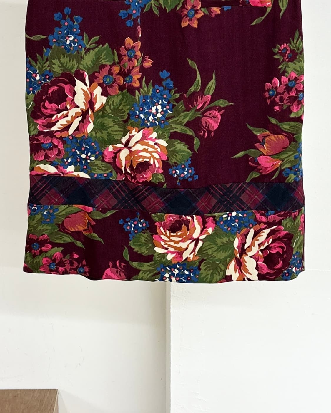 겐조 버건디 플로럴 웨이스트 스트랩 미디 스커트 상품이미지6