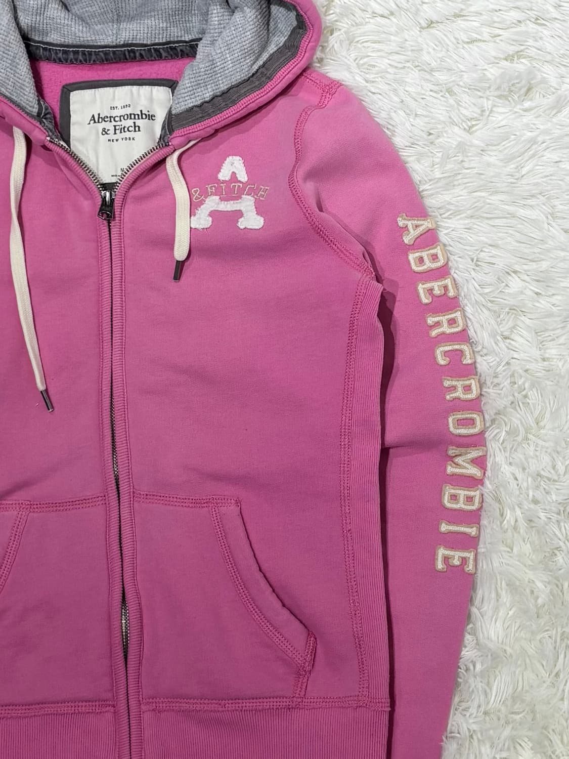 아베크롬비 사이드로고 베이비핑크 후드집업 상품이미지6
