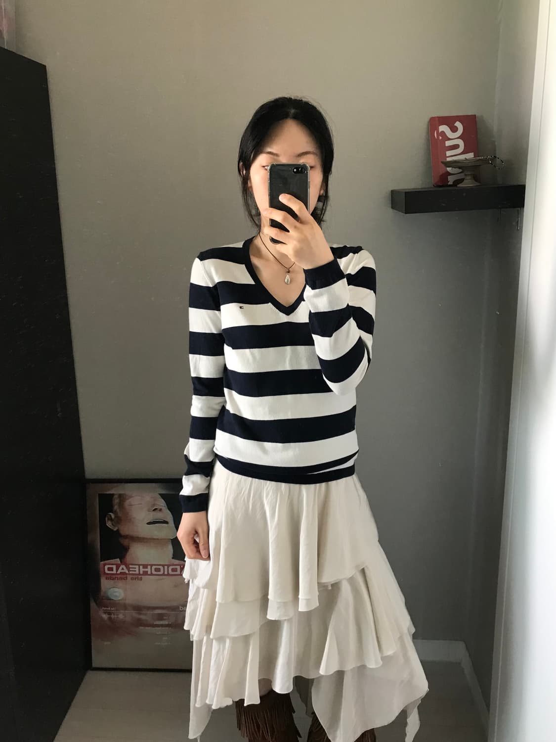 타미힐피거 로고 스트라이프 브이넥 니트 상품이미지3