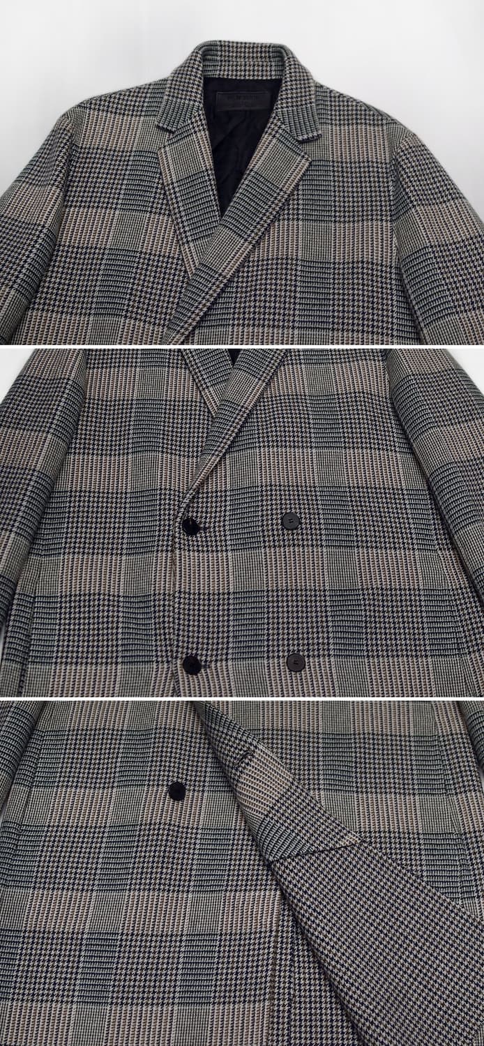 질스튜어트 뉴욕 글렌체크 울캐시미어 핸드메이드 코트 (100+) 상품이미지4