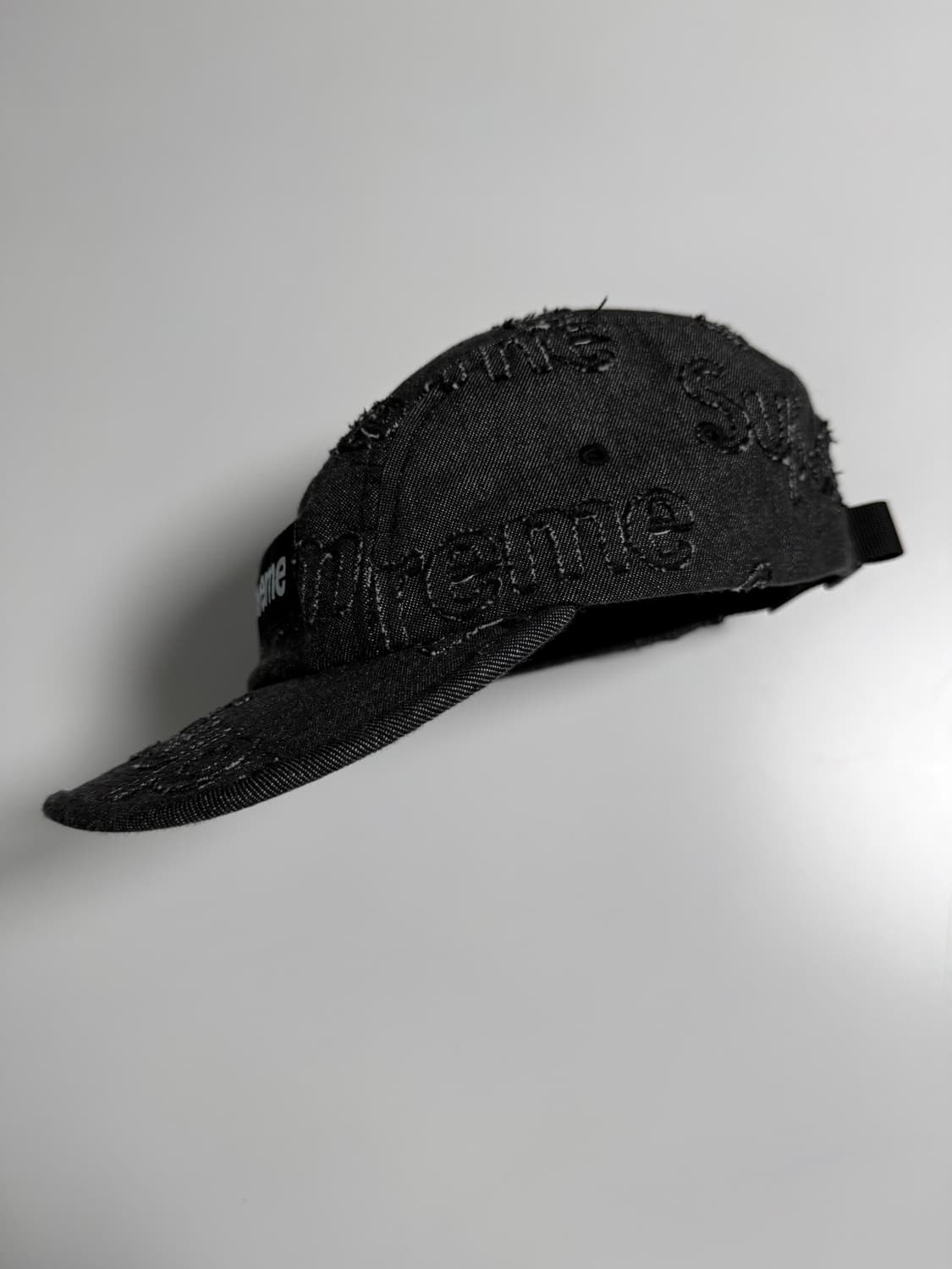Supreme Lasered Denim Camp Cap Black 상품이미지4