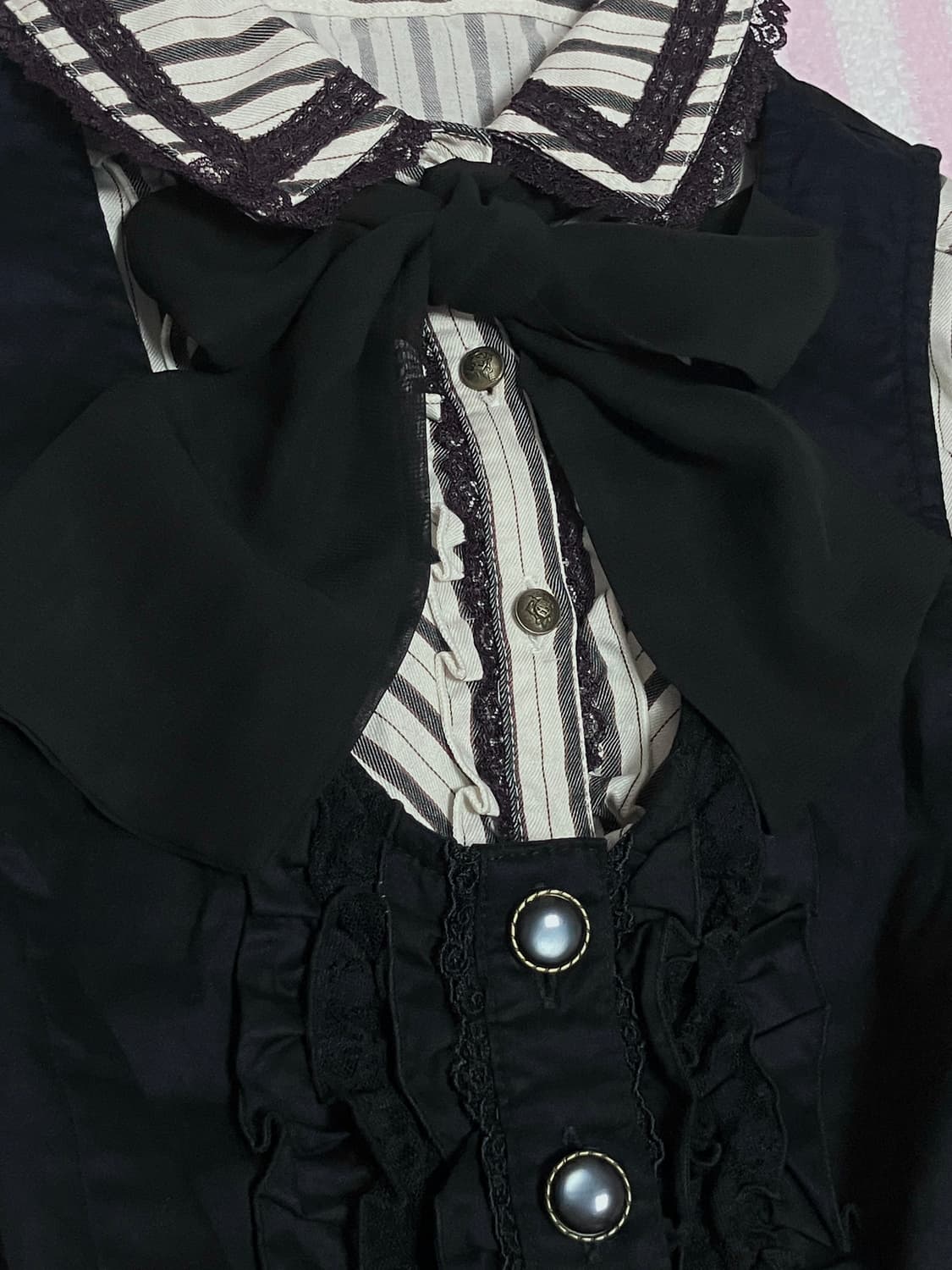 엑시즈팜 베스트+블라우스 세트 상품이미지3