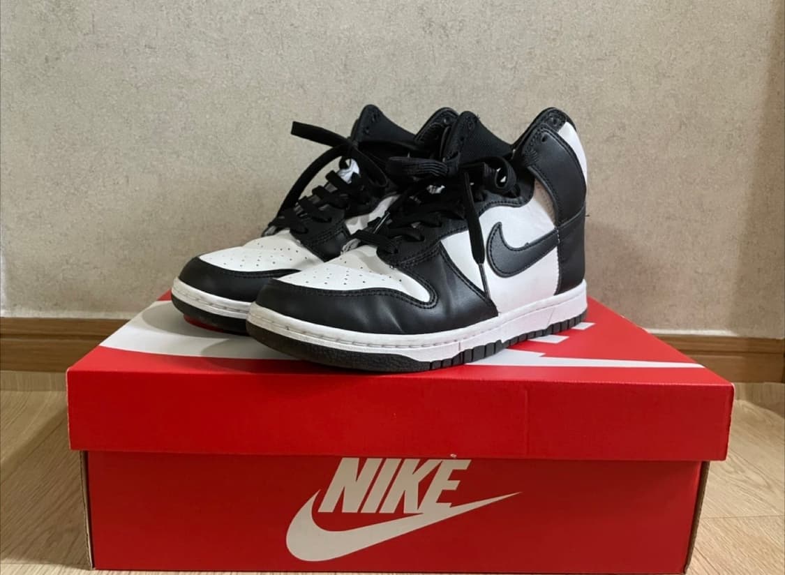 나이키 덩크 하이 블랙/화이트 250mm 남녀공용 상품이미지1