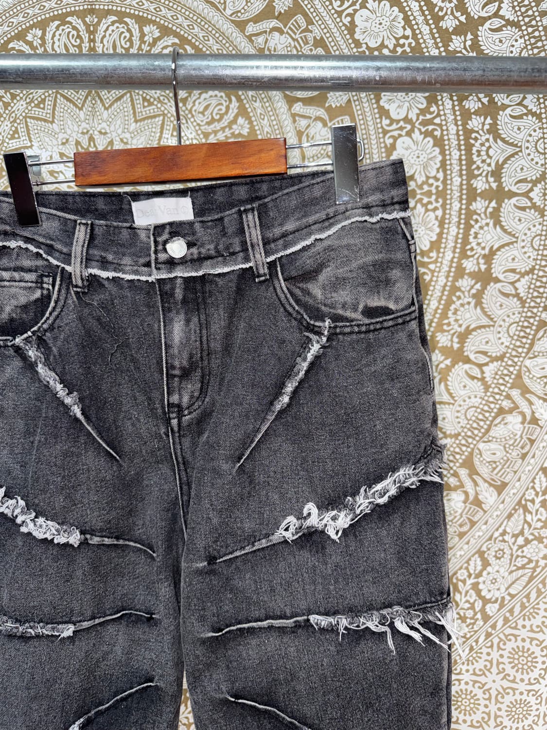 빈티지 절개 디테일 흑청데님팬츠  상품이미지4