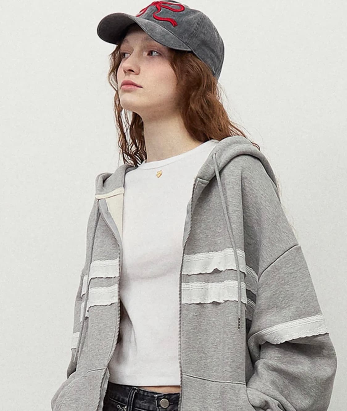 론론 RONRON TORCHON RIBBON LACED HOODIE 상품이미지1