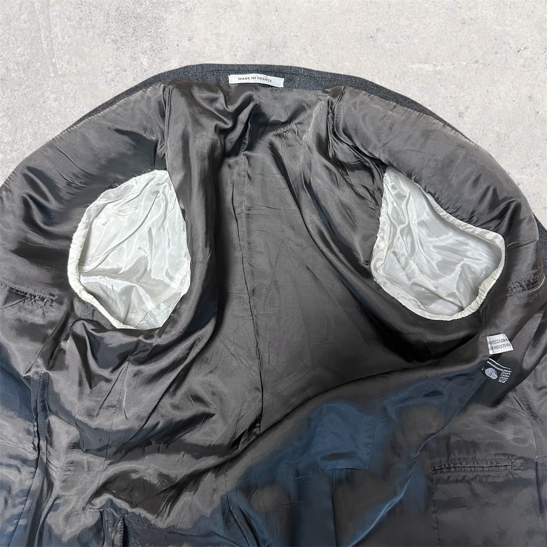 90s 입생로랑 스트라이프 패턴 울 블레이저 그레이 L 프랑스 상품이미지7