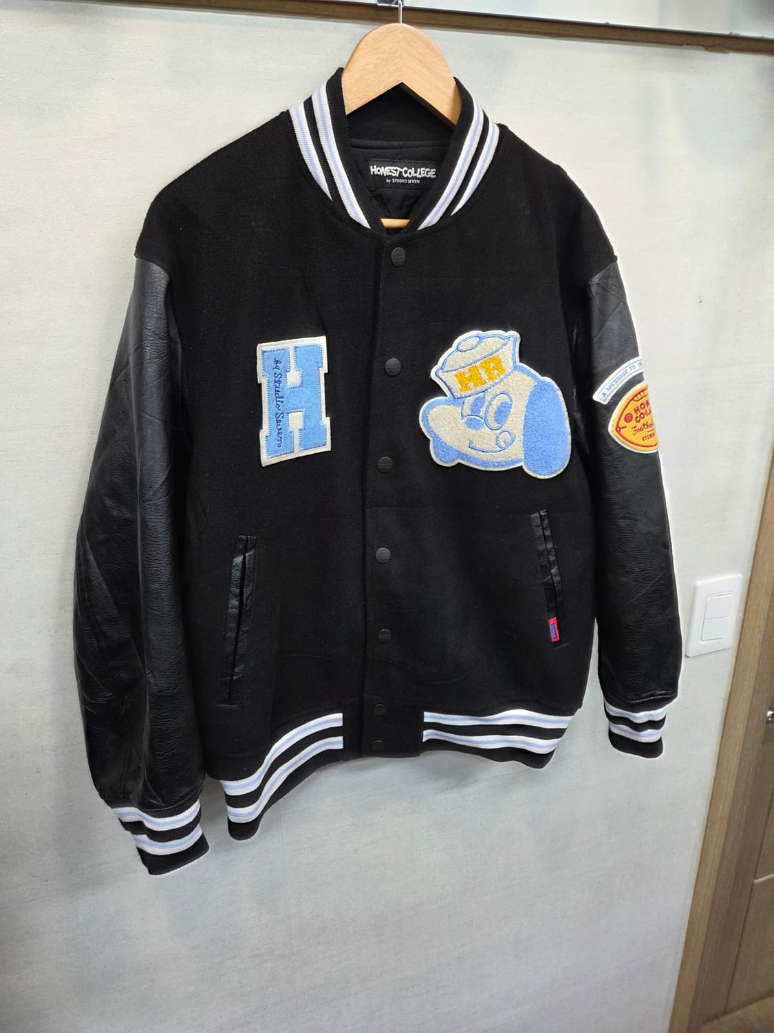 Gu by 스튜디오 세븐 울 레더 바시티자켓 s 상품이미지5