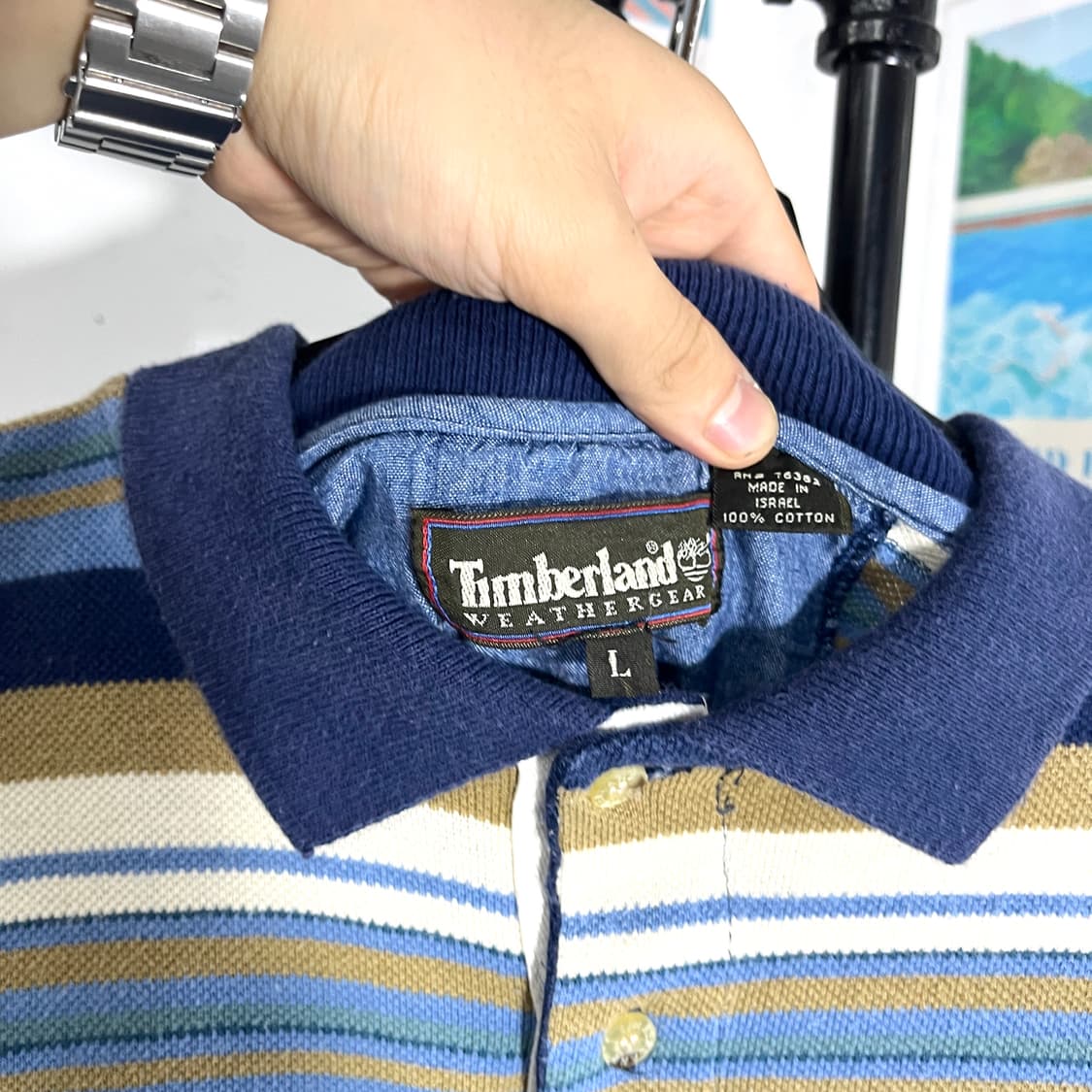 팀버랜드 자수로고 스트라이프 카라티 상품이미지5