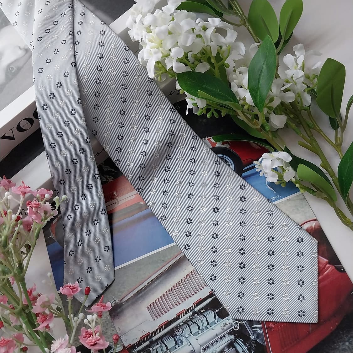 타이요 실크 하늘색 마이크로 패턴 넥타이 8.5cm 새제품  K1576
 상품이미지2