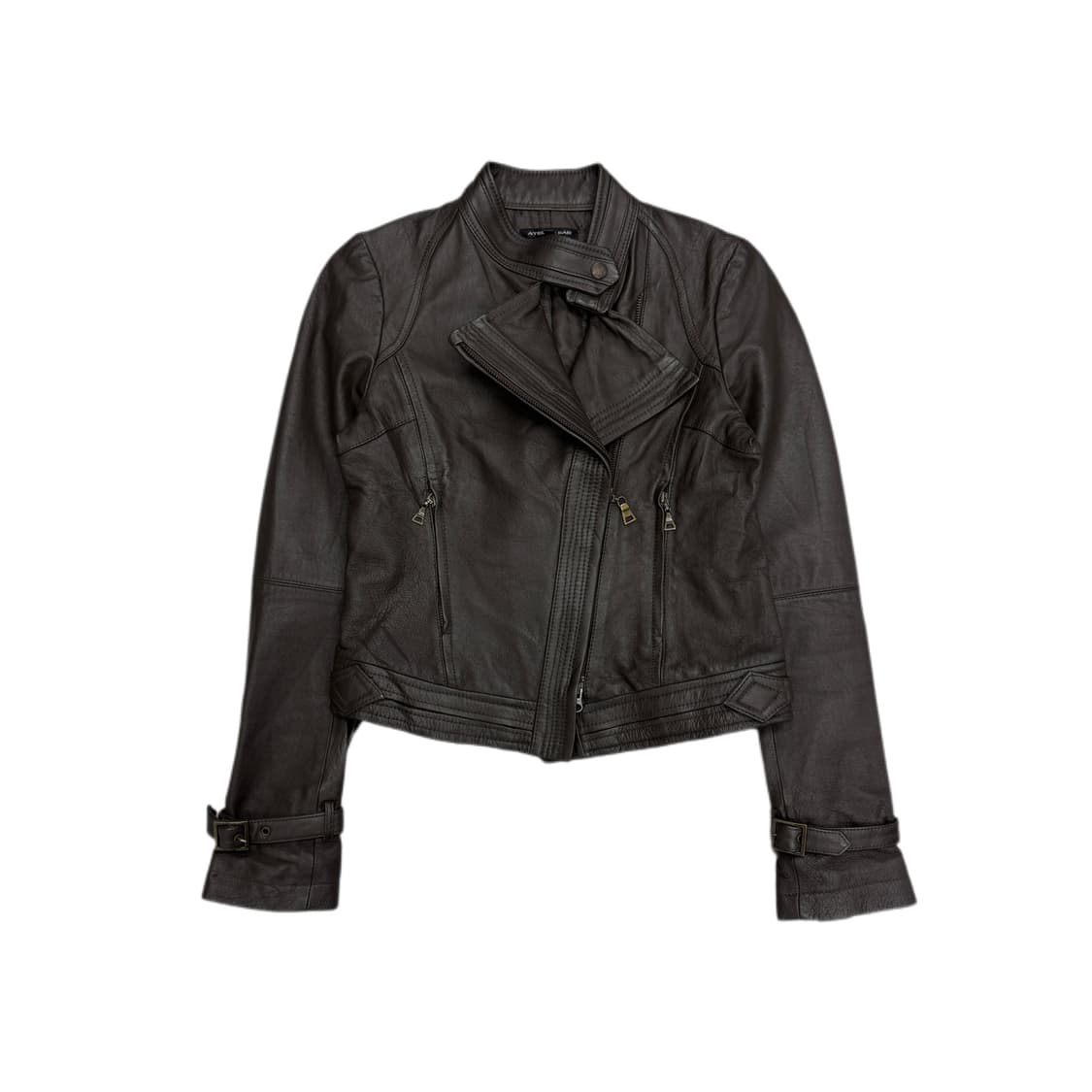 JPN 제팬 리얼레더 릭오웬스맛 사선 딱붙 라이더 가죽자켓 상품이미지1