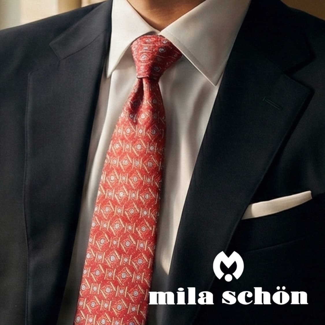 밀라숀 실크 레드 자수 패턴 넥타이 9.2cm A+등급 A19402
 상품이미지1