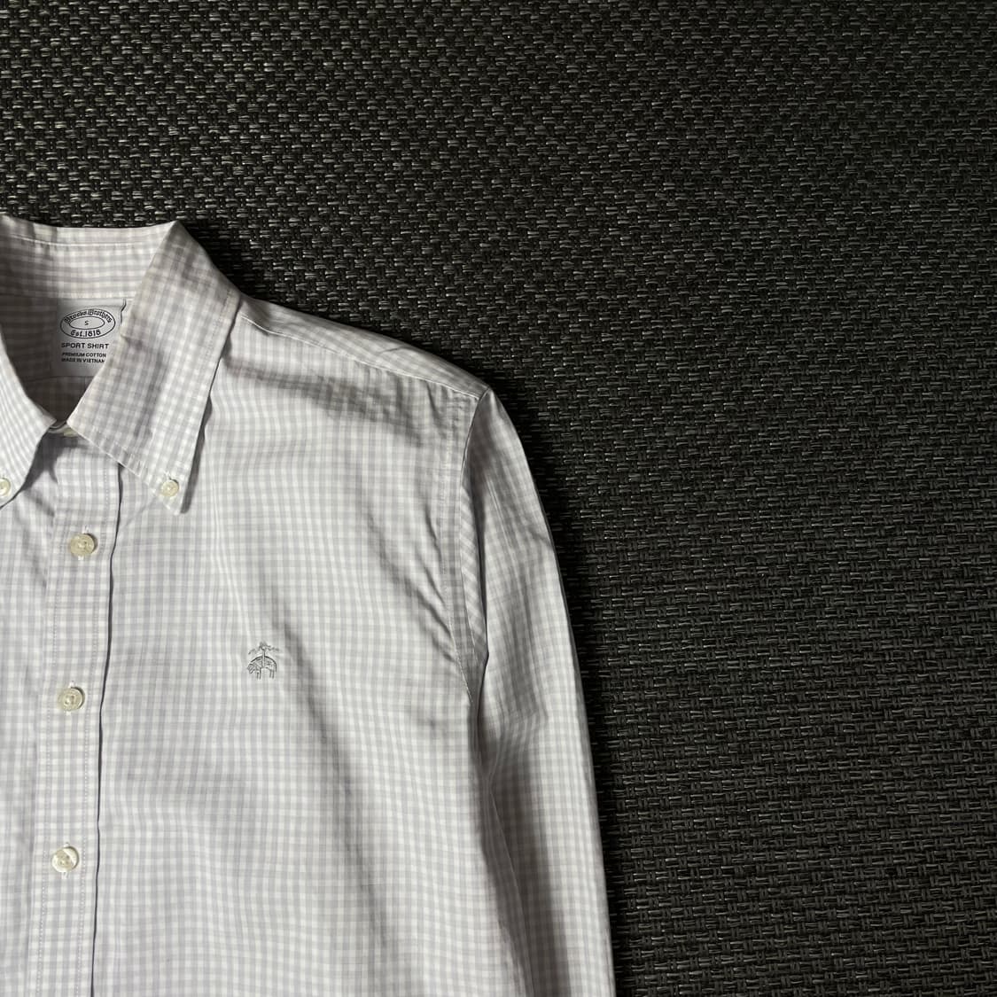 브룩스브라더스 스카이블루 마이크로 체크 긴팔 셔츠 S 상품이미지3