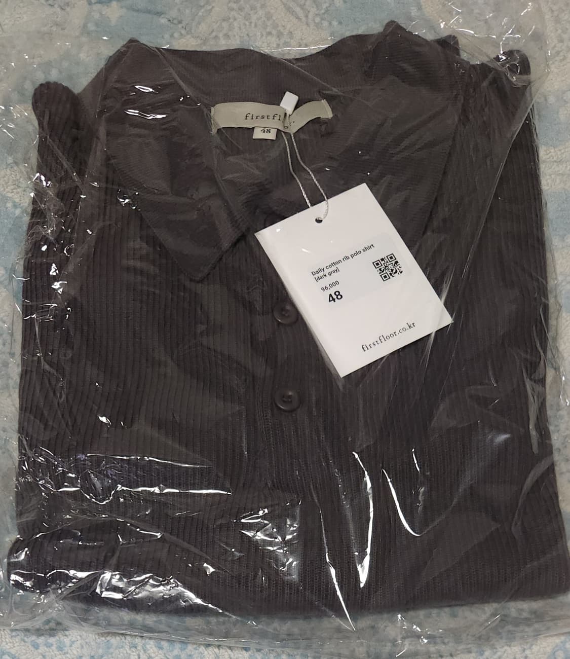 [48 새상품]퍼스트 플로어 코튼 립 폴로 반팔 셔츠 다크 그레이 상품이미지1