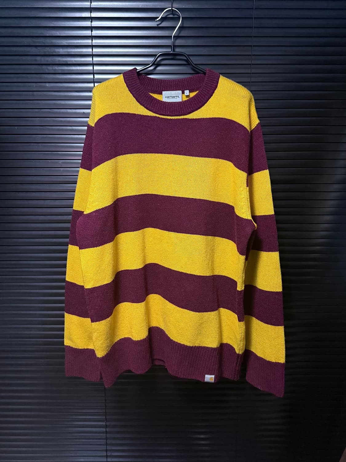 칼하트 단가라 스트라이프 버건디 옐로우 니트 스웨터 L 100 해리포터 상품이미지1