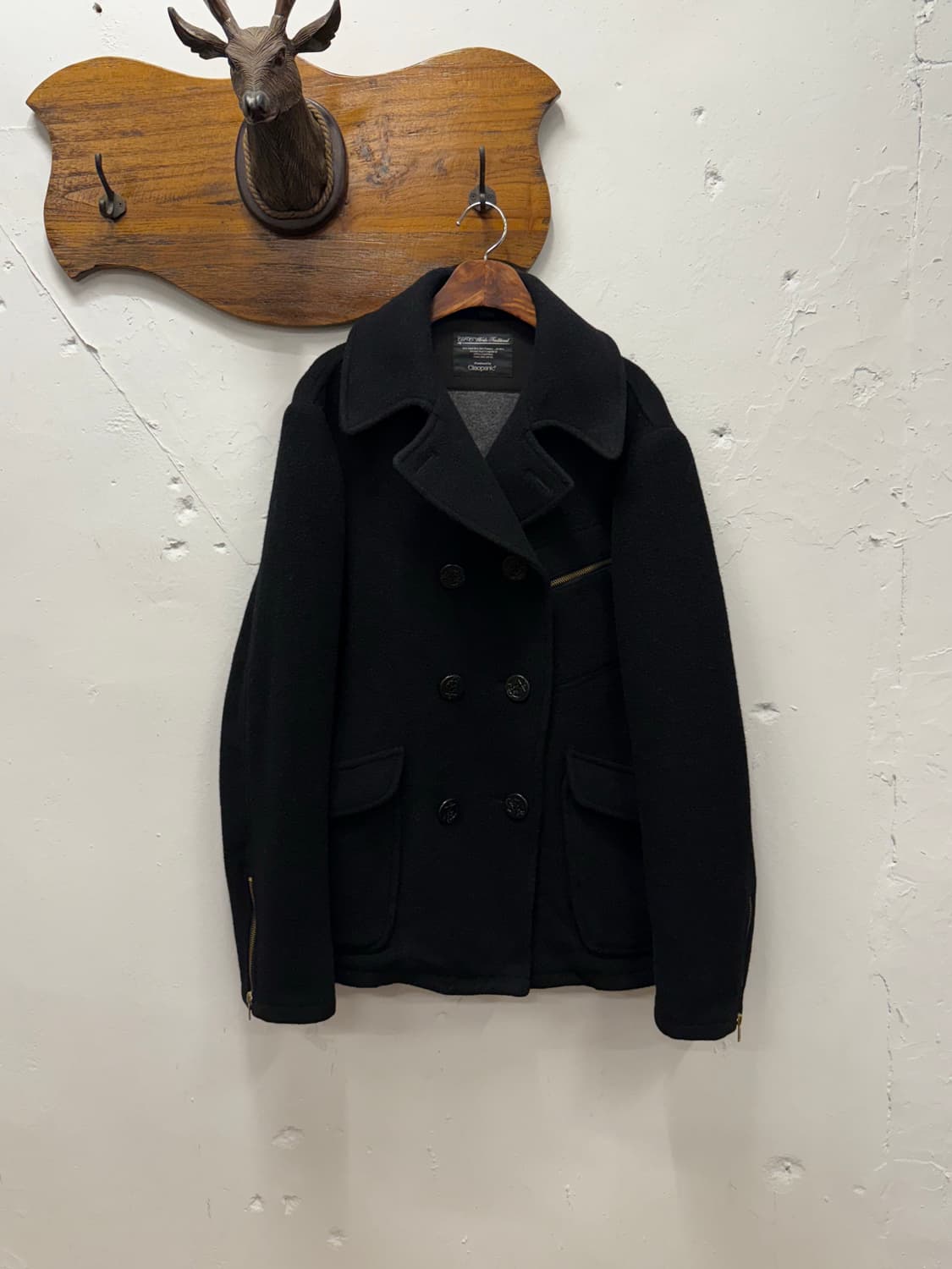 L) Ciaopanic Black Wool Pea Coat 상품이미지2
