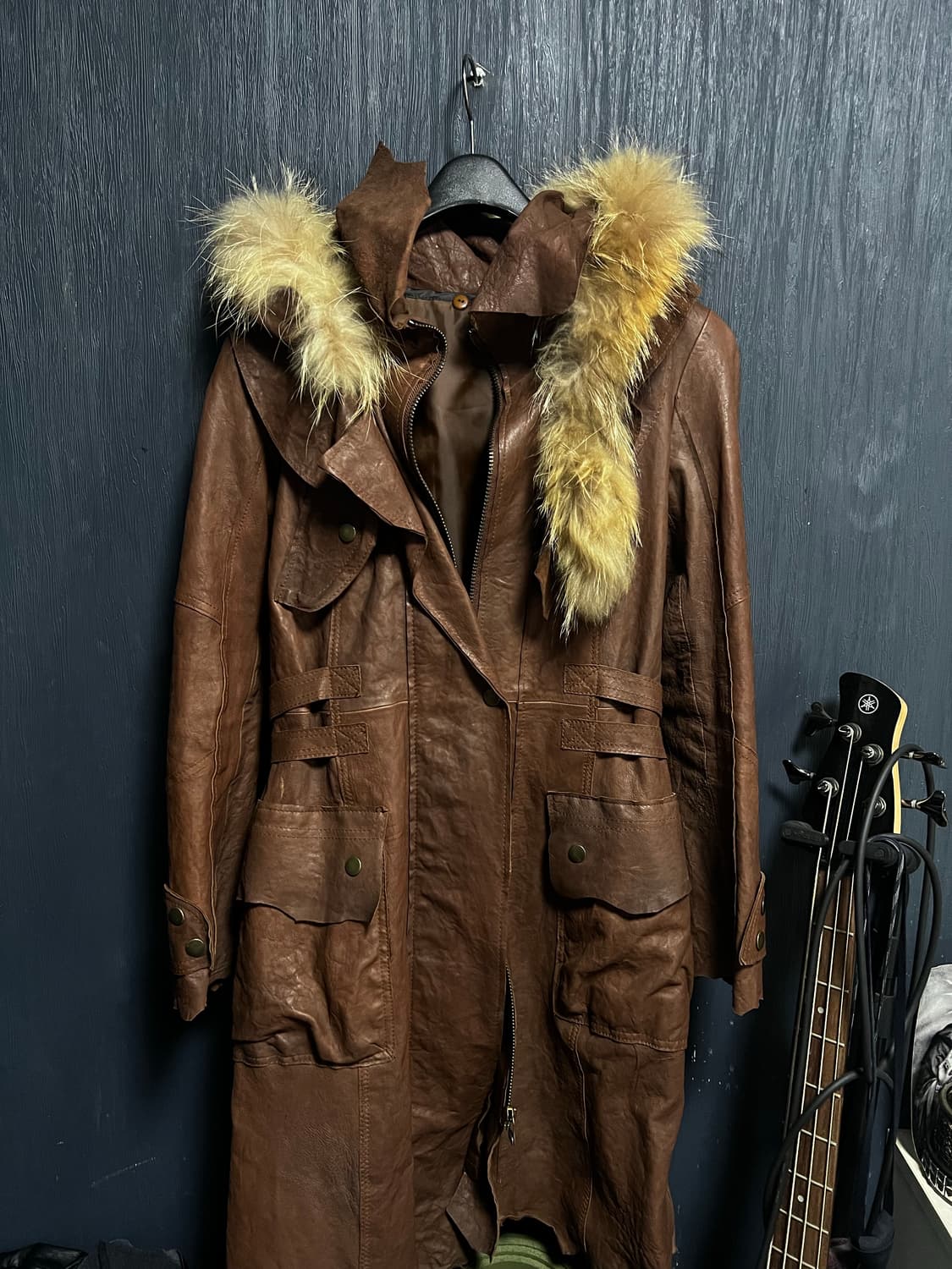 재패니즈 빈티지 퍼 디테일 가죽코트 상품이미지1