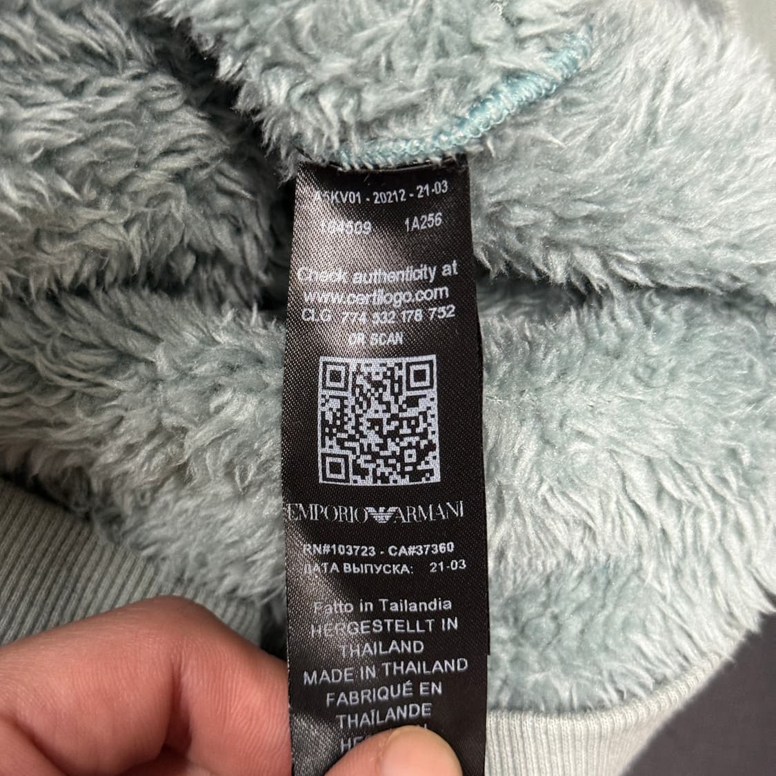 백화점판 엠포리오 아르마니 빅 로고 플리스 집업 후디 틸 상품이미지7