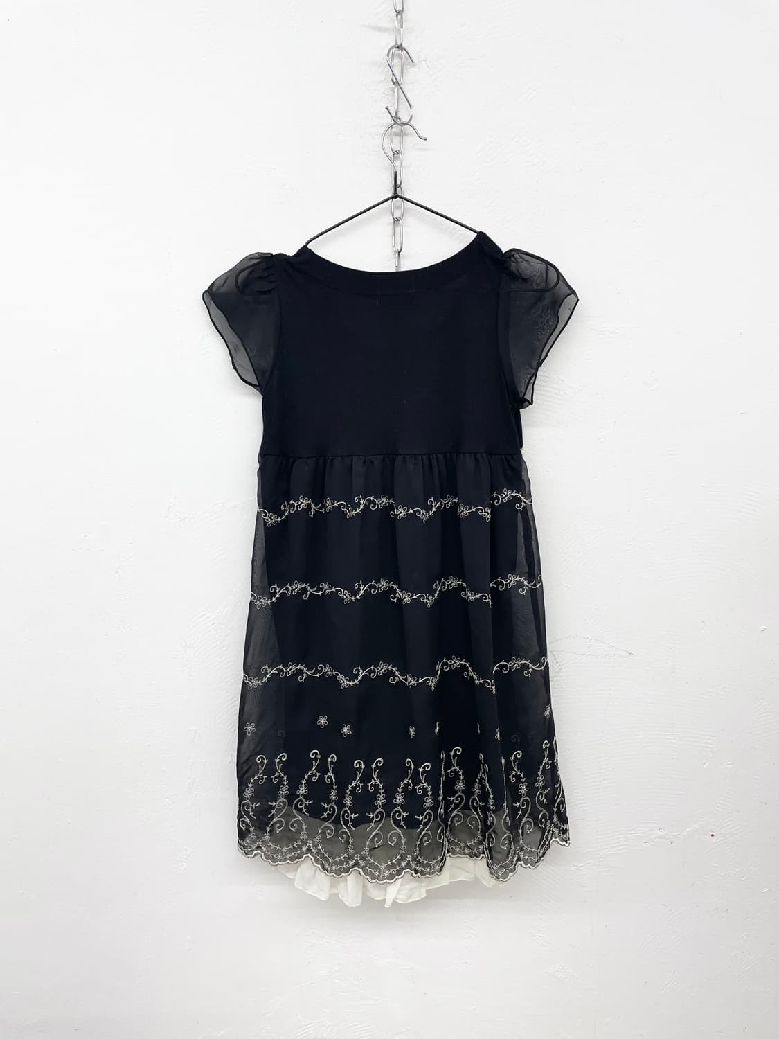 블랙 엔틱 자수 시어 원피스 상품이미지6