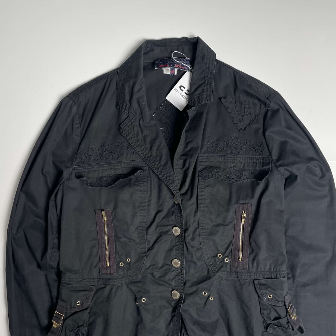 Les copains 멀티 포켓 지퍼 자수 자켓 상품이미지2