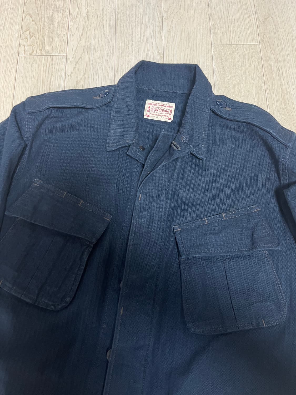 택포20) 본쿠라 HBT 정글 퍼티그 자켓 인디고 38 헤링본 트윌 상품이미지2