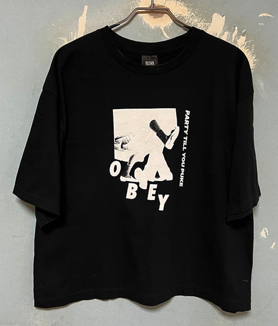 OBEY 오베이 여자 반팔티셔츠 블랙 새상품 크롭 스트릿 L 100 77 상품이미지1