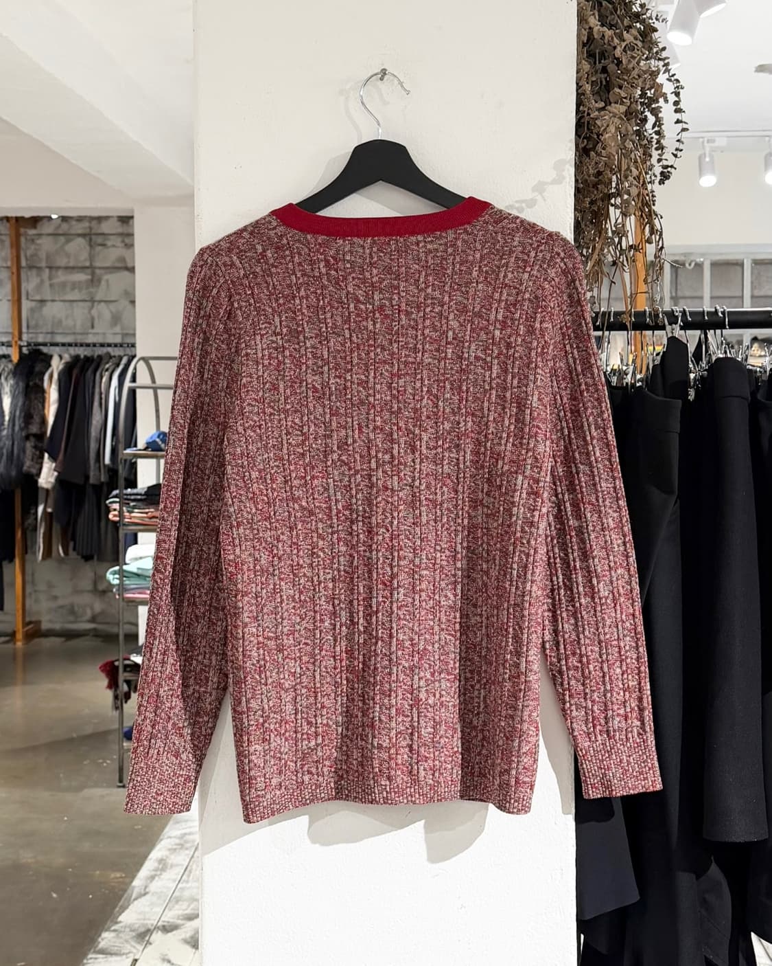 셀린느 레드 퓨어울 금장 버튼 브이넥 가디건 상품이미지6